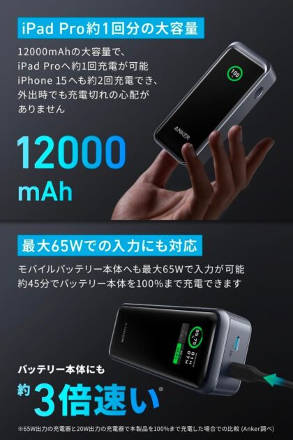 Prime Power Bank (12000mAh, 130W) ｜ A1335N11の画像