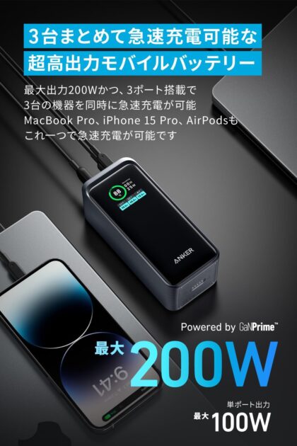 Anker Prime Power Bank (20000mAh, 200W)の画像