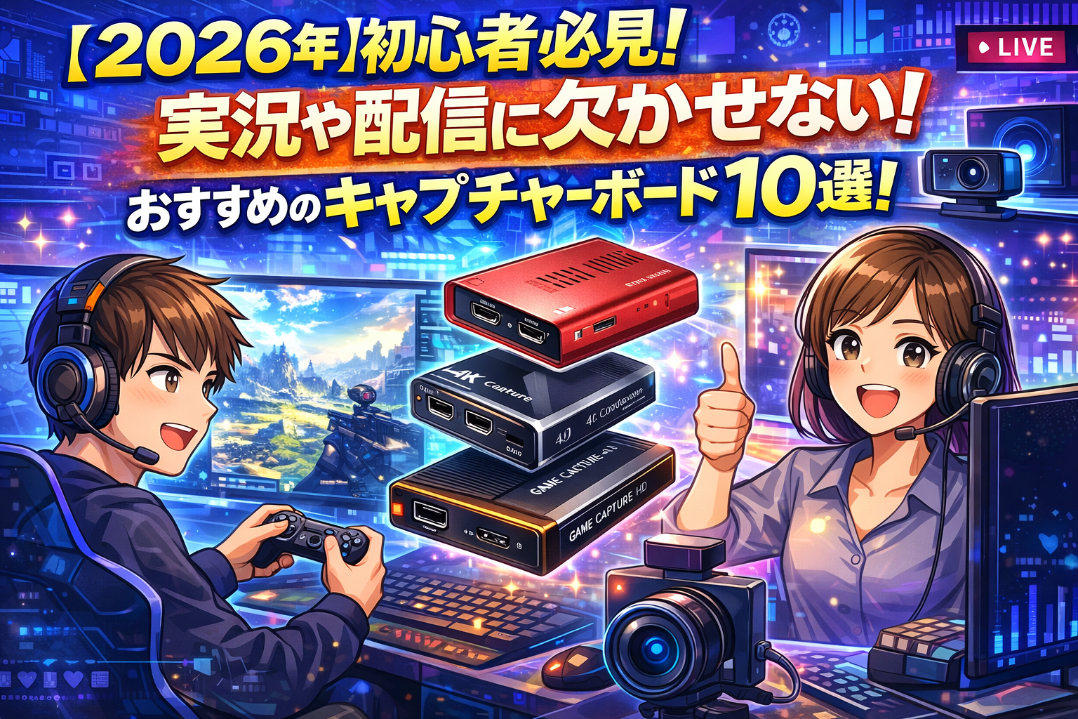 【2026年】初心者必見！実況や配信に欠かせない！おすすめのキャプチャーボード10選！のアイキャッチ画像