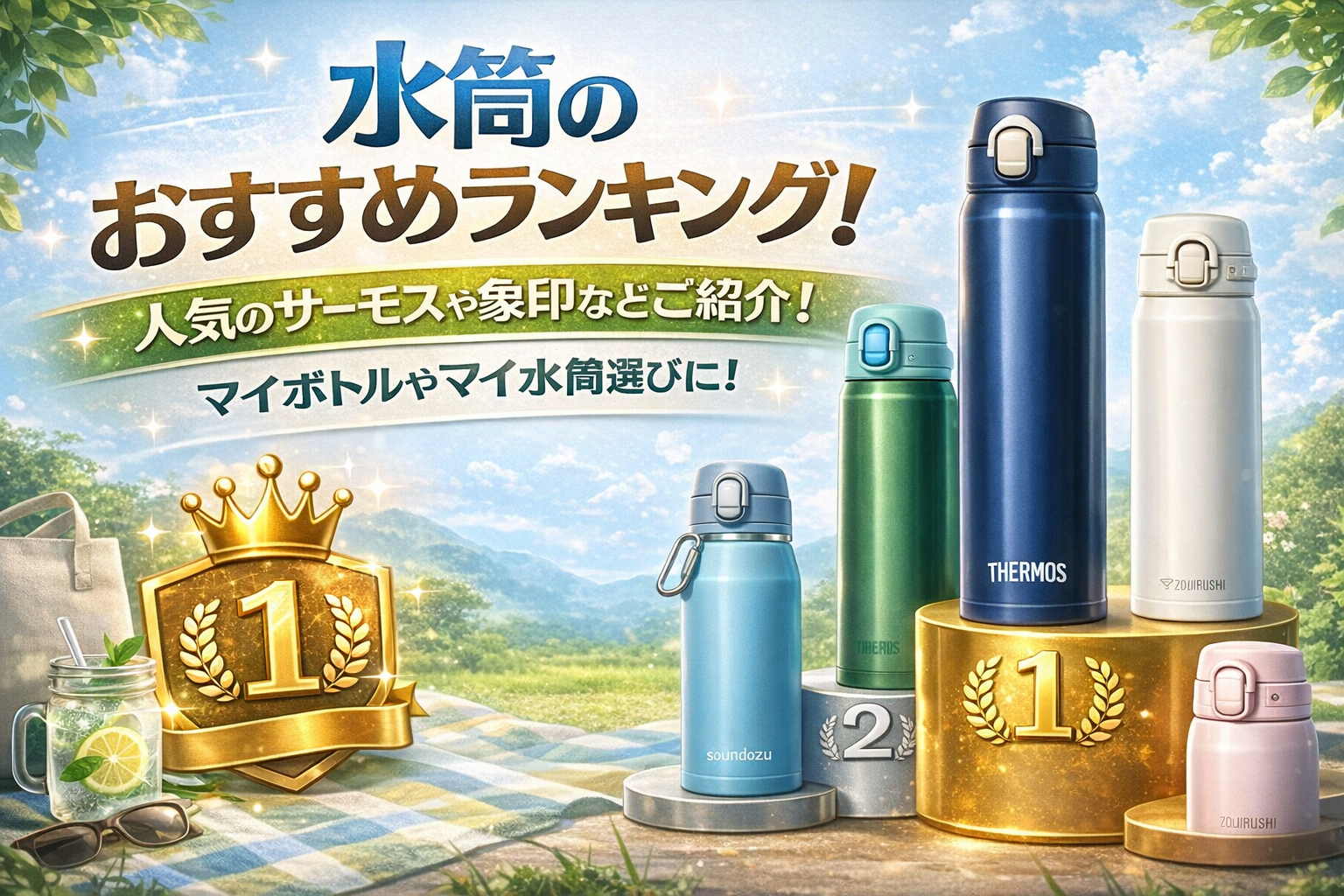 【2026年】水筒のおすすめランキング！人気のサーモスや象印などご紹介！マイボトルやマイ水筒選びに！のアイキャッチ画像